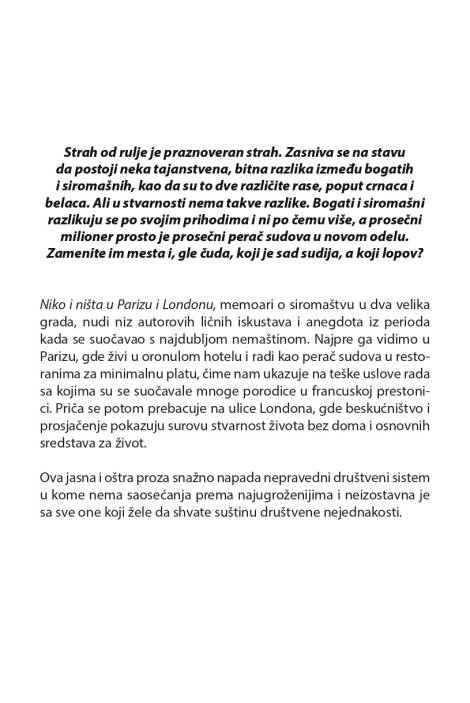 niko i ništa u parizu i londonu džordž orvel